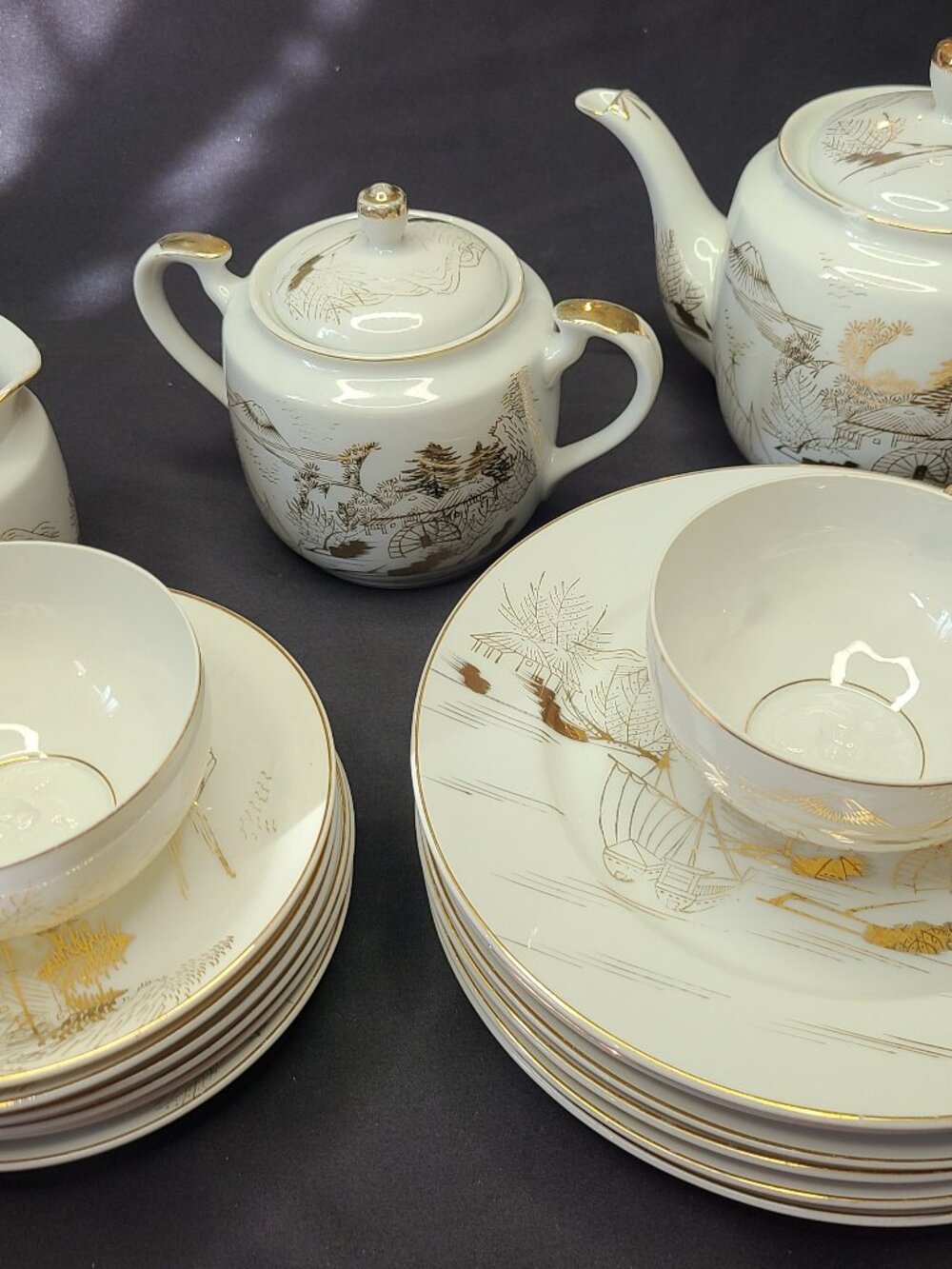 Vintage Kutani China Hand Painted Japan Tea Set Lot - Replacement AS-IS